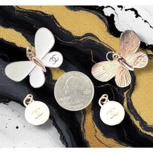3 Piece White Butterfly Earring/Necklace Making Charm Pendant